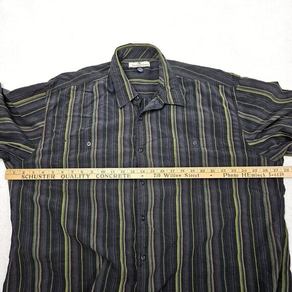 Tommy Bahama Dress Shirt XXL Blue Green Vertical Stripes Double Extra Large Silk - Picture 6 of 8